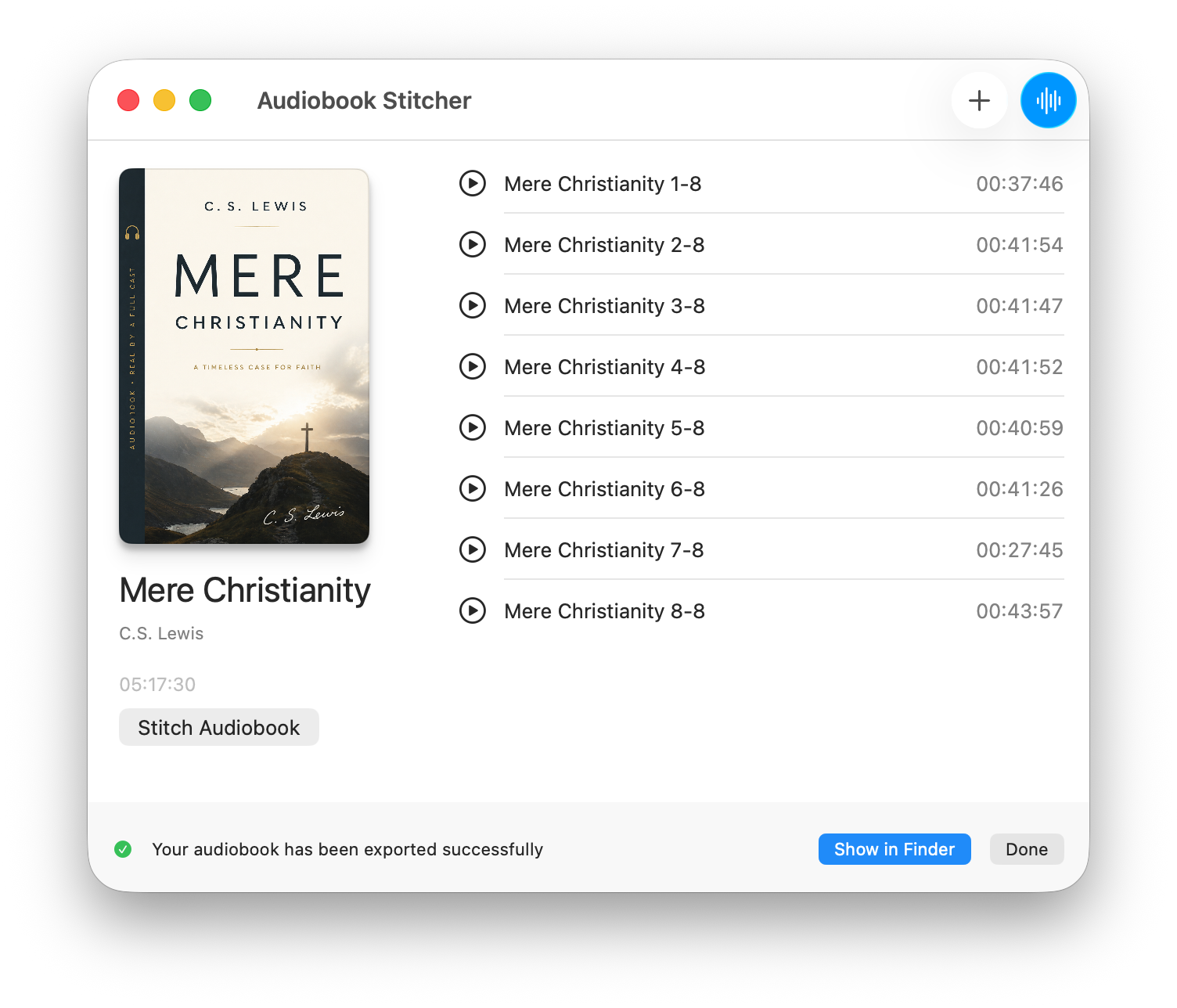 Audiobook Stitcher screenshot